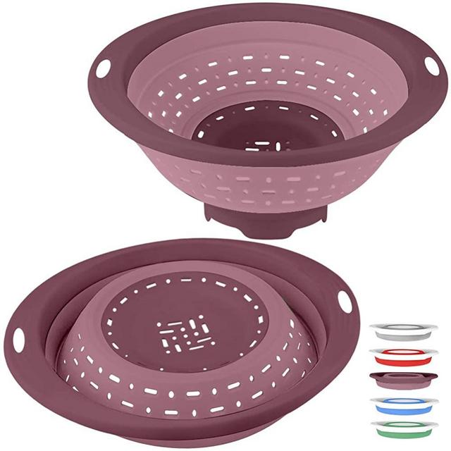 QiMH Collapsible Colander and Strainer, 5 Quart(1.25 gal) BPA Free & Dishwasher-safe Silicone Foldable Strainer, Heavey Duty Kitchen Drainer Basket for Pasta, Veggies and Fruits