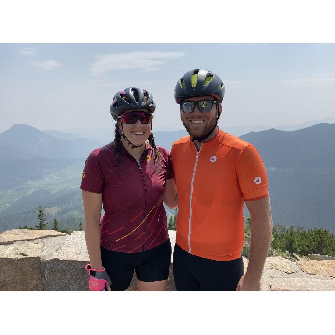 Riding up Trail Ridge Road in Rocky Mountain National Park in CO