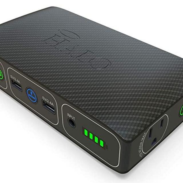 HALO Bolt 58830 mWh Portable Phone Laptop Charger Car Jump Starter with AC Outlet and Car Charger - Black Graphite