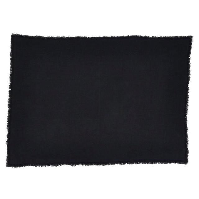 Saro Lifestyle Fringed Design Stone Washed Placemat , Black, 14" x 20"