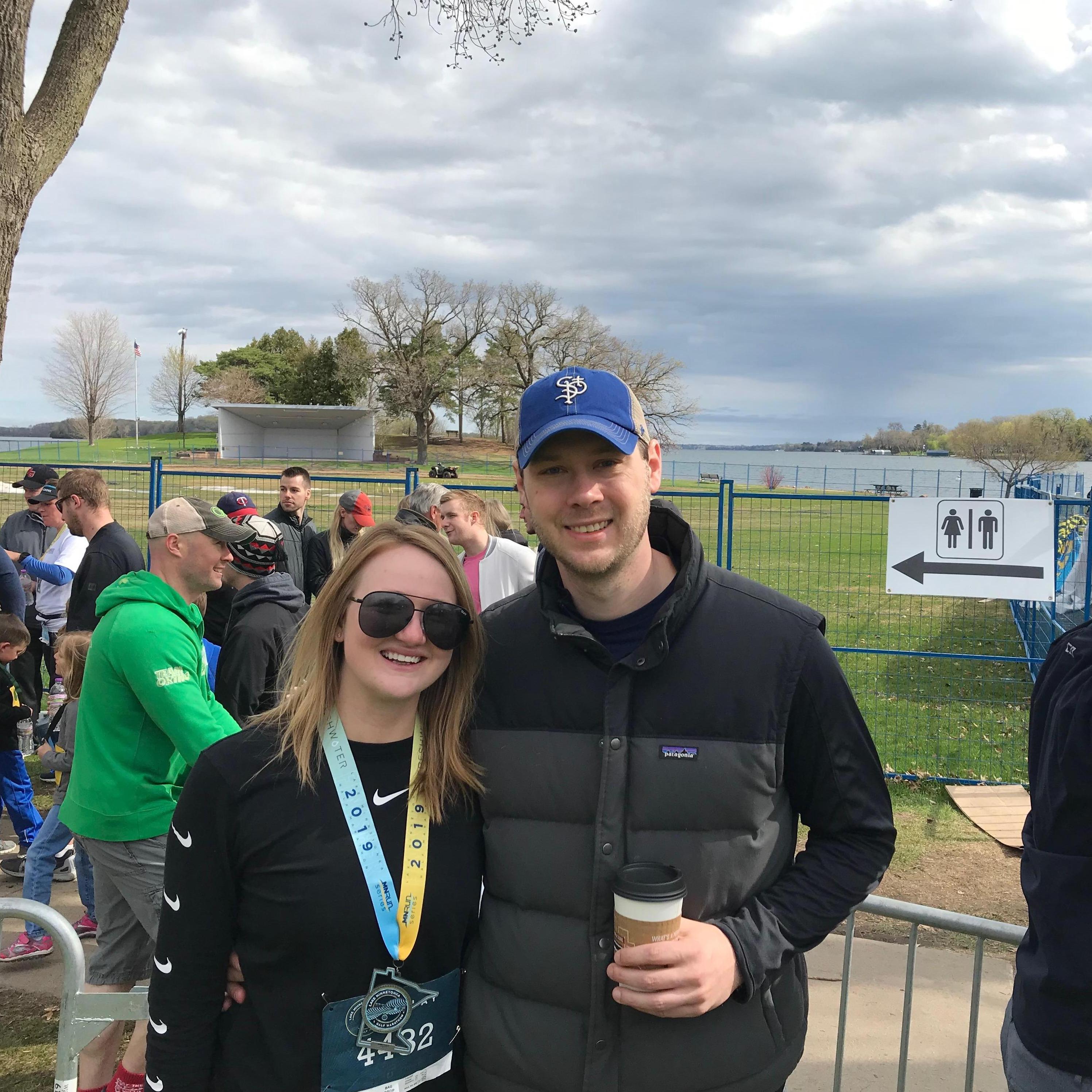 Post-race after Rachel crushed her half-marathon relay!