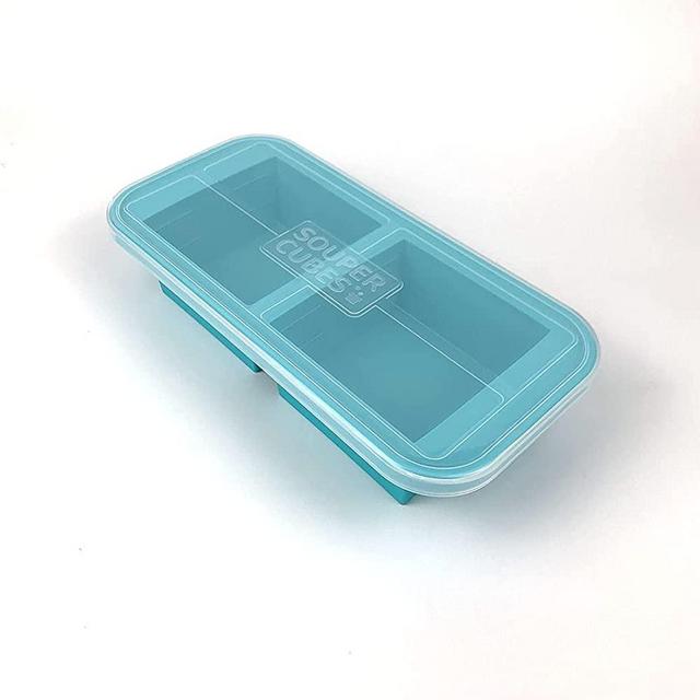 Souper Cubes 2-Cup Freezing Tray, Aqua Color, Pack of 1 with lid