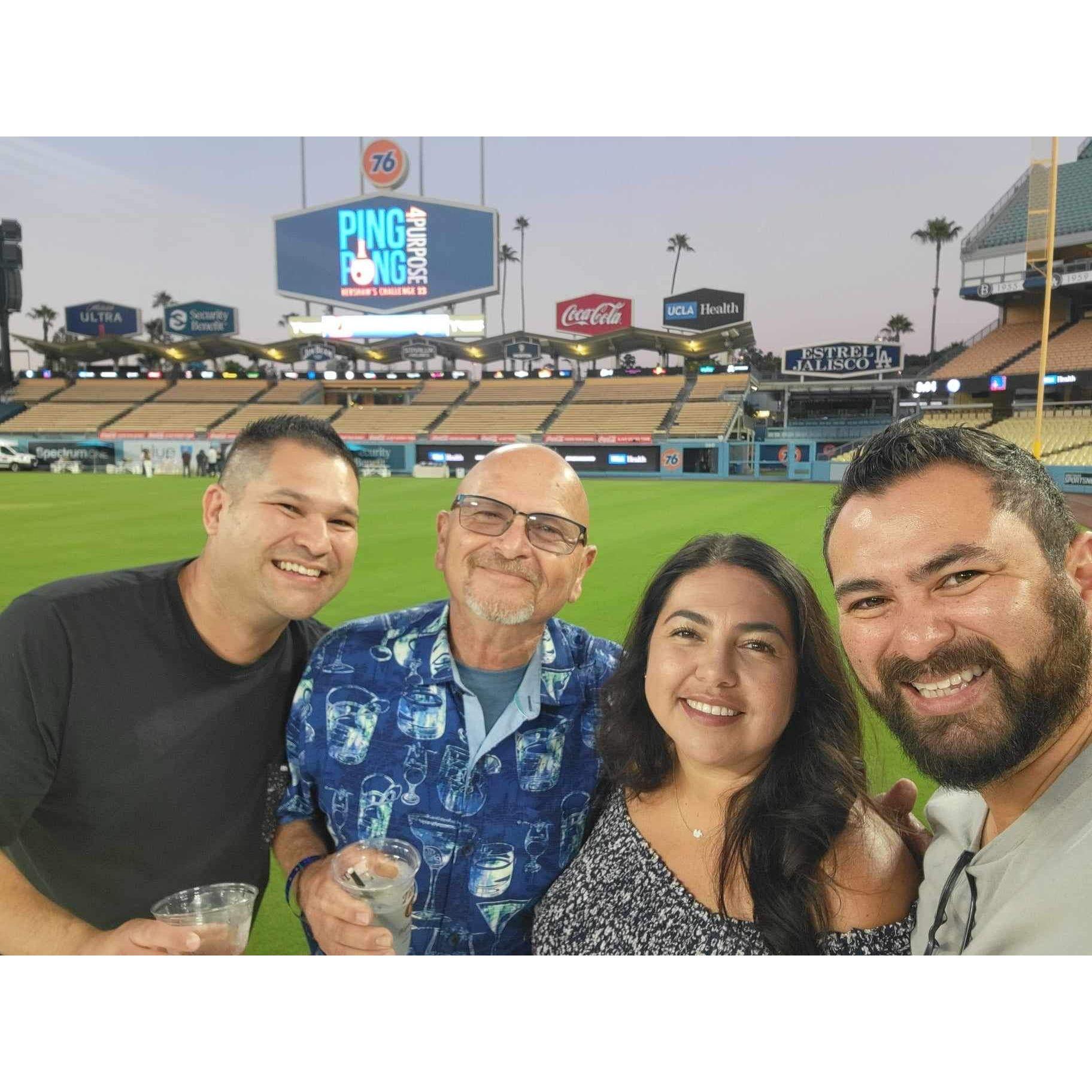 At Dodgers Stadium for Kershaws Challenge! With Luis' brother, Steve and their dad.