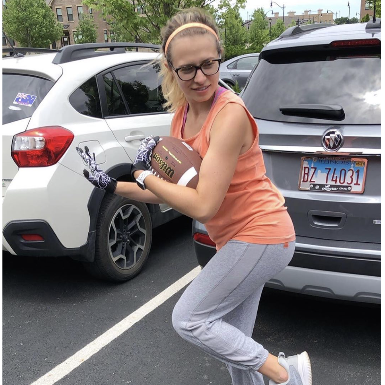 Because of the pandemic, the couple began spending more time outdoors on visits. Will decided to teach Annamarie some football moves. After their 1st practice, she requested to learn the Heisman pose.