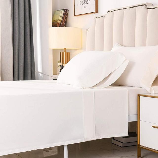 PURE ERA Jersey Knit 4pc Bed Sheet Set 100% T-Shirt Cotton Super Soft Comfy Breathable Fits Mattress Up to 20" Extra Deep Pocket (Solid Off White, King)