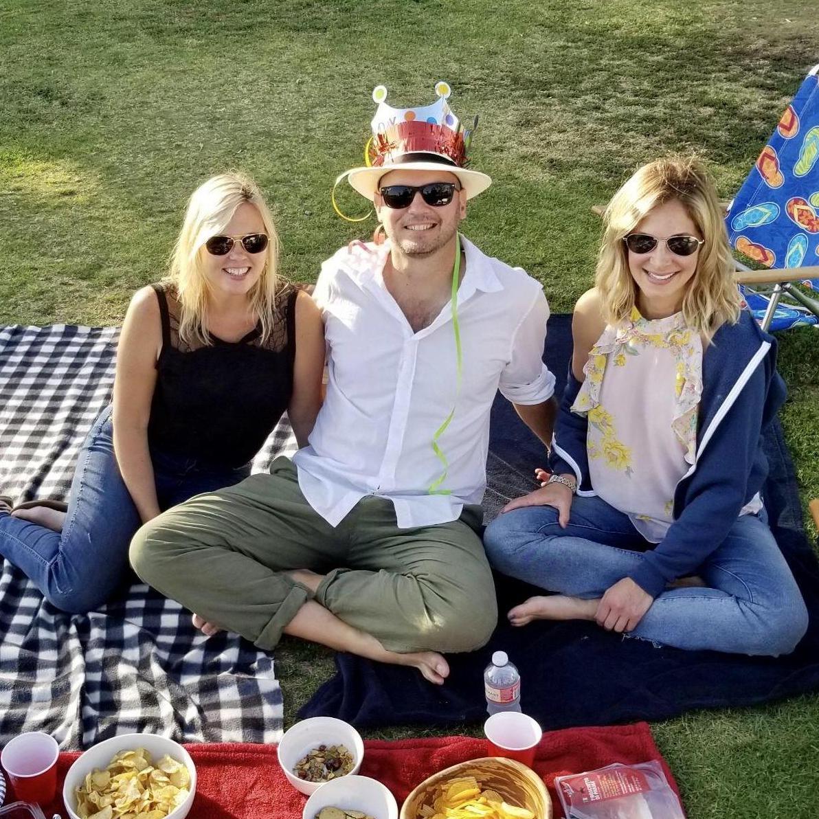 Celebrating Danny's birthday in our favorite park with Julie.