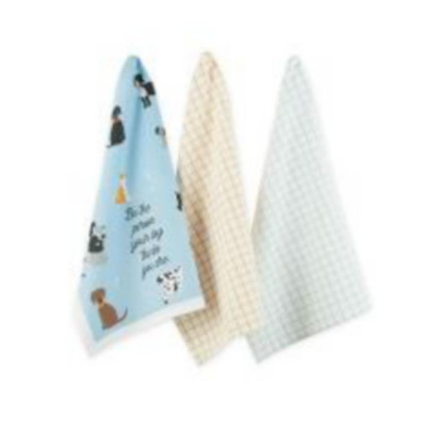 Design Imports Everyday Pets Kitchen Collection Absorbent Dishtowel Set, 18x28", Dog Person, 3 Count