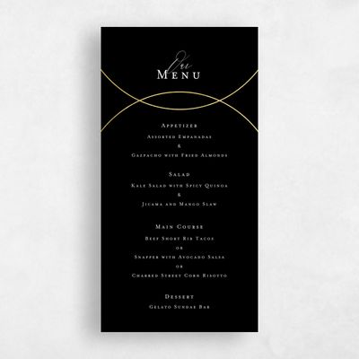 Black Wedding Menu - Paltz Foil