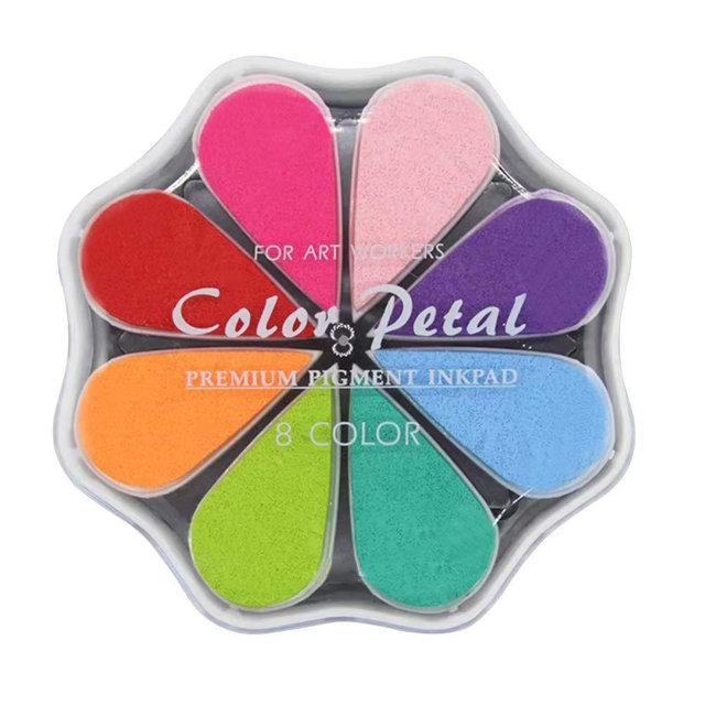 8 Color Craft Rainbow Finger Ink Pads Stamps, Small Rubber Stamp Ink Pads, Pigment Petal Point Option Pad, Washable, for Card Making, Scrapbook, Letters Diary Album (1015)