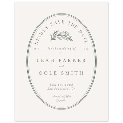 Dark Sage, Green Wedding Digital Save the Date - Heliconia Portrait