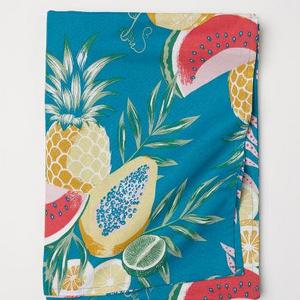 Patterned Cotton Tablecloth - Turquoise/Fruit