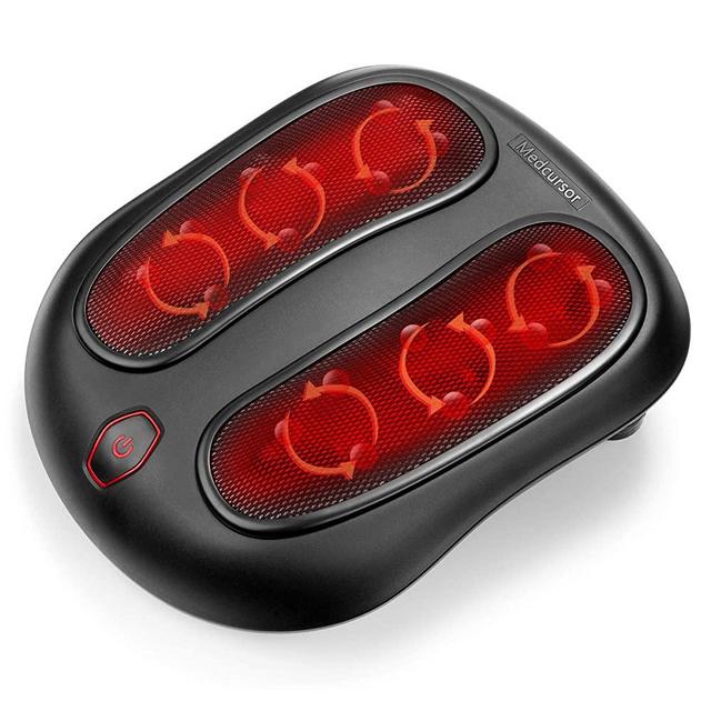 Medcursor Shiatsu Foot Massager with Built-in Soothing Heat Function, Electric Deep Kneading Foot Massage Machine, Muscle Pain Relief, Home and Office Use, Black