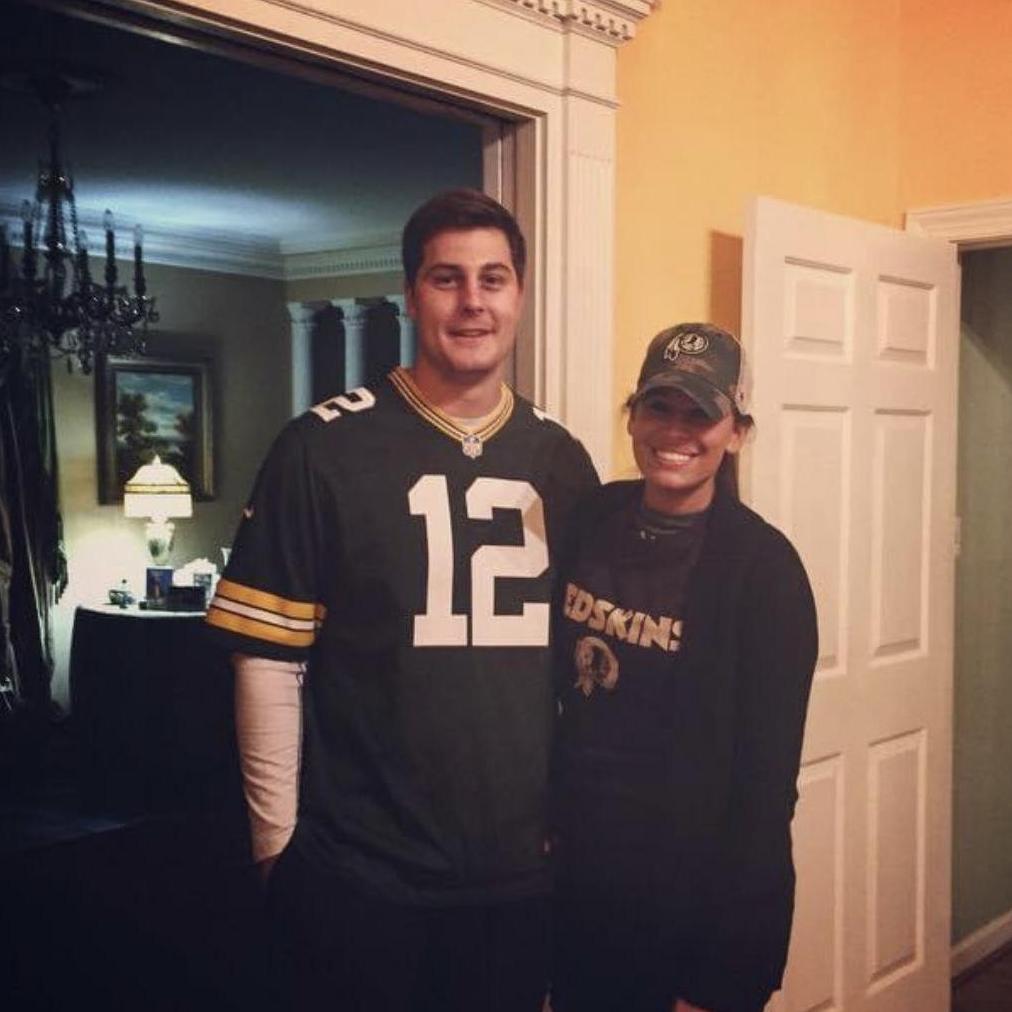 We both LOVE sports- especially football. We of course support both teams, except when we come head to head.