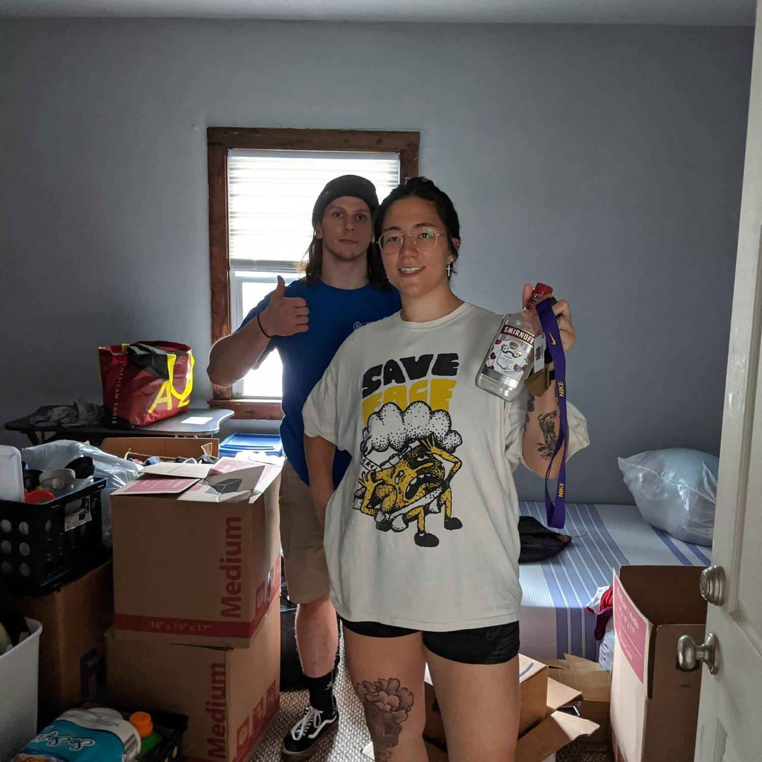 When Dustin moved into this house, we found an unopened bottle of Smirnoff in the closet and had to commemorate it.