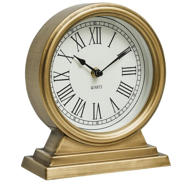 EMAX HOME Vintage Gold Mantle ClockTable for Living Room Decor Table Clock Decorative Battery Operated Table Top Shelf Clock