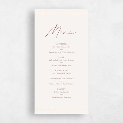 Light Oatmeal, Beige Wedding Menu - Sheffield
