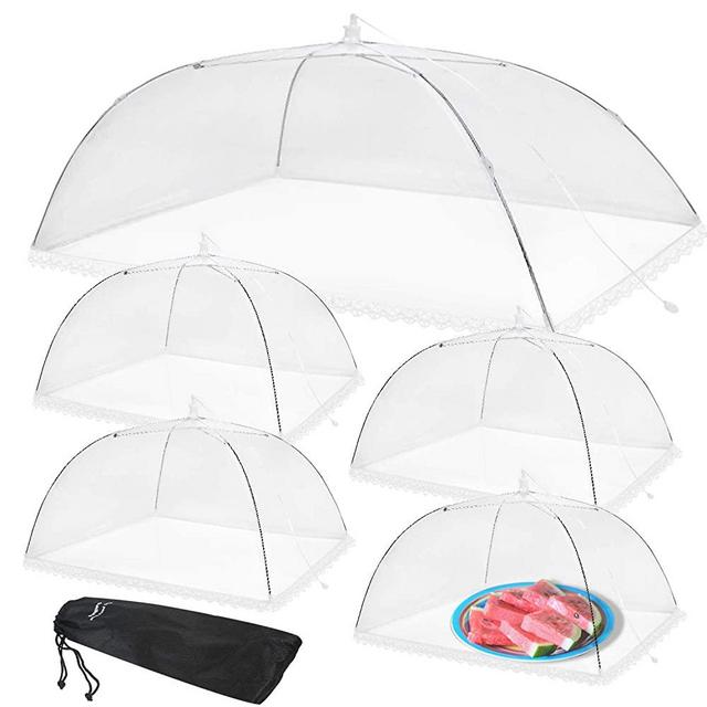 Food Covers Tent For Outdoors - Anpro Collapsible Screen Food Nets For Picnic/Parties, Reusable Portable Camping Pop-Up Mesh Food Tents Extra Large Size, 5 Pack