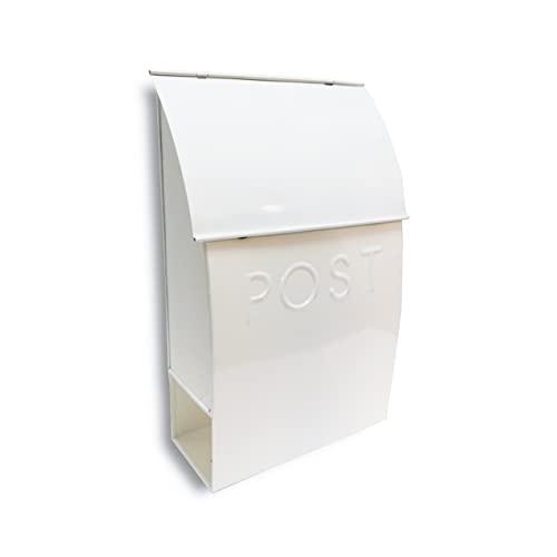 NACH MB-44904 Weather Resistant Rust-Proof Powder Coated Finish Milano Pointed Rustic Mailboxes for Outside with Newspaper Holder, 9.5 x 4 x 15 inch, White