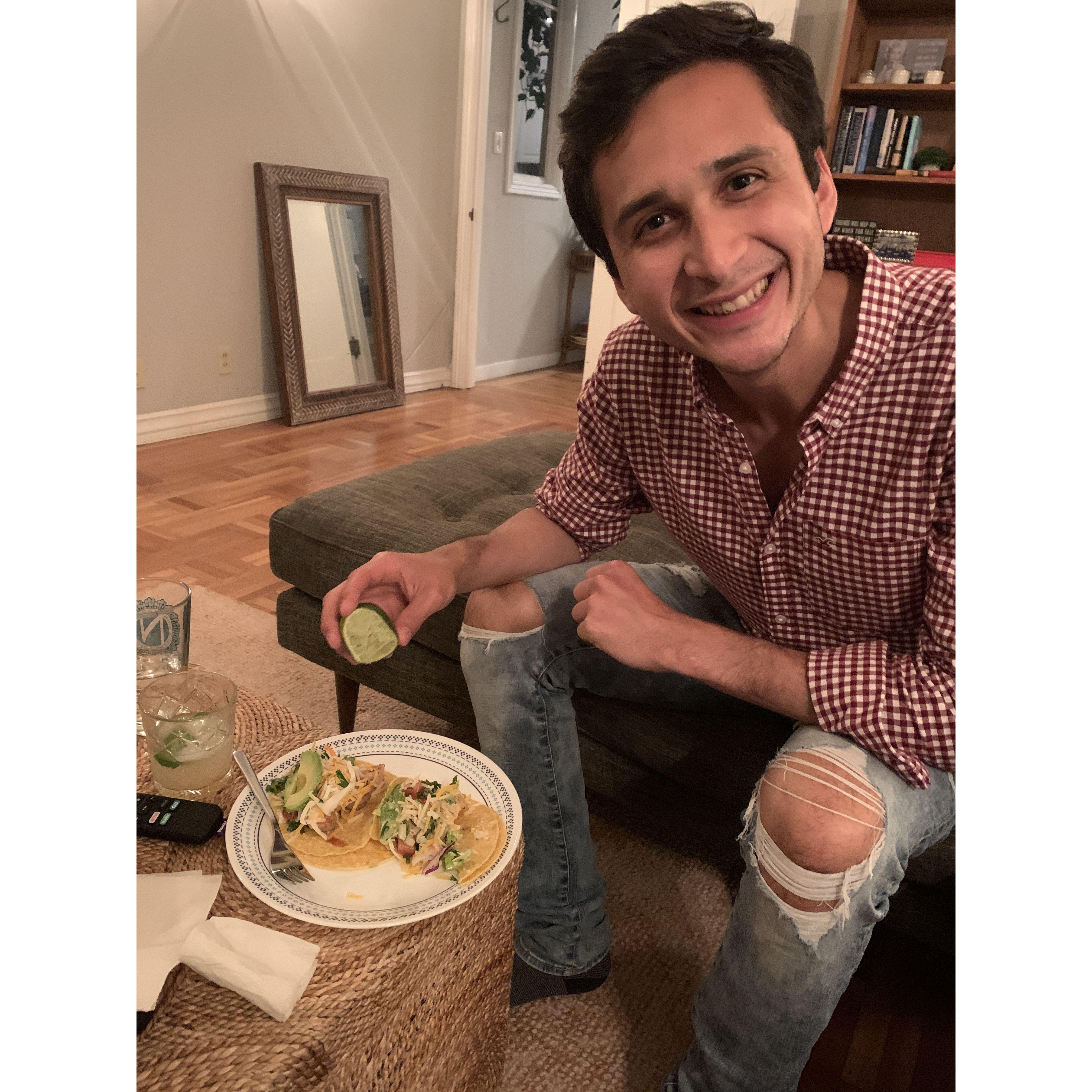 Dating in the pandemic meant many dates at home, good thing Sergio knows how to cook