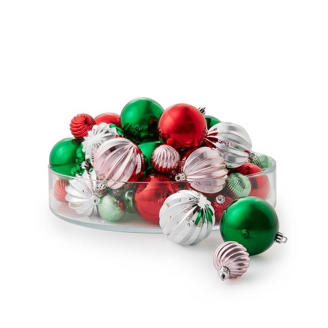 Holiday Lane Christmas Cheer Green Red White and Pink Ornaments, Set of 50, Created for Macy's