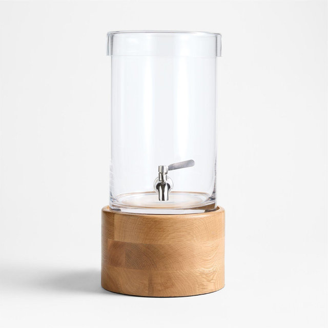 1.5-Gallon Cold Drink Dispenser and Oak Madeira Stand Set