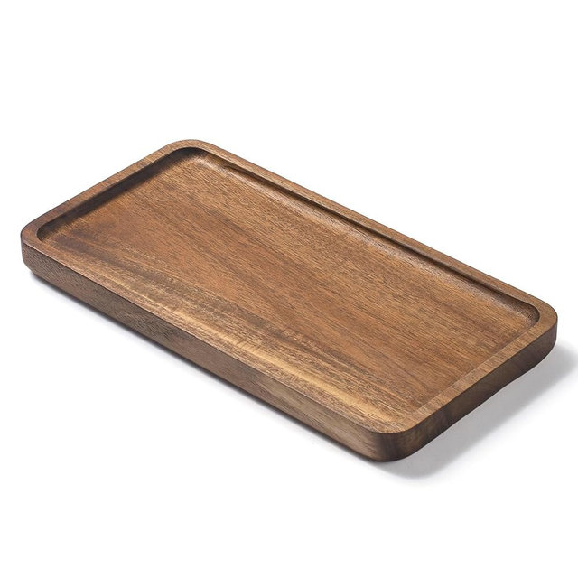 Bathroom Vanity Tray, Bathroom Tray for Counter, Toilet Tank Tray, Wood Bathroom Tray for Organizing and Home Decor (9.8 x 5.1 x 0.8 inch)