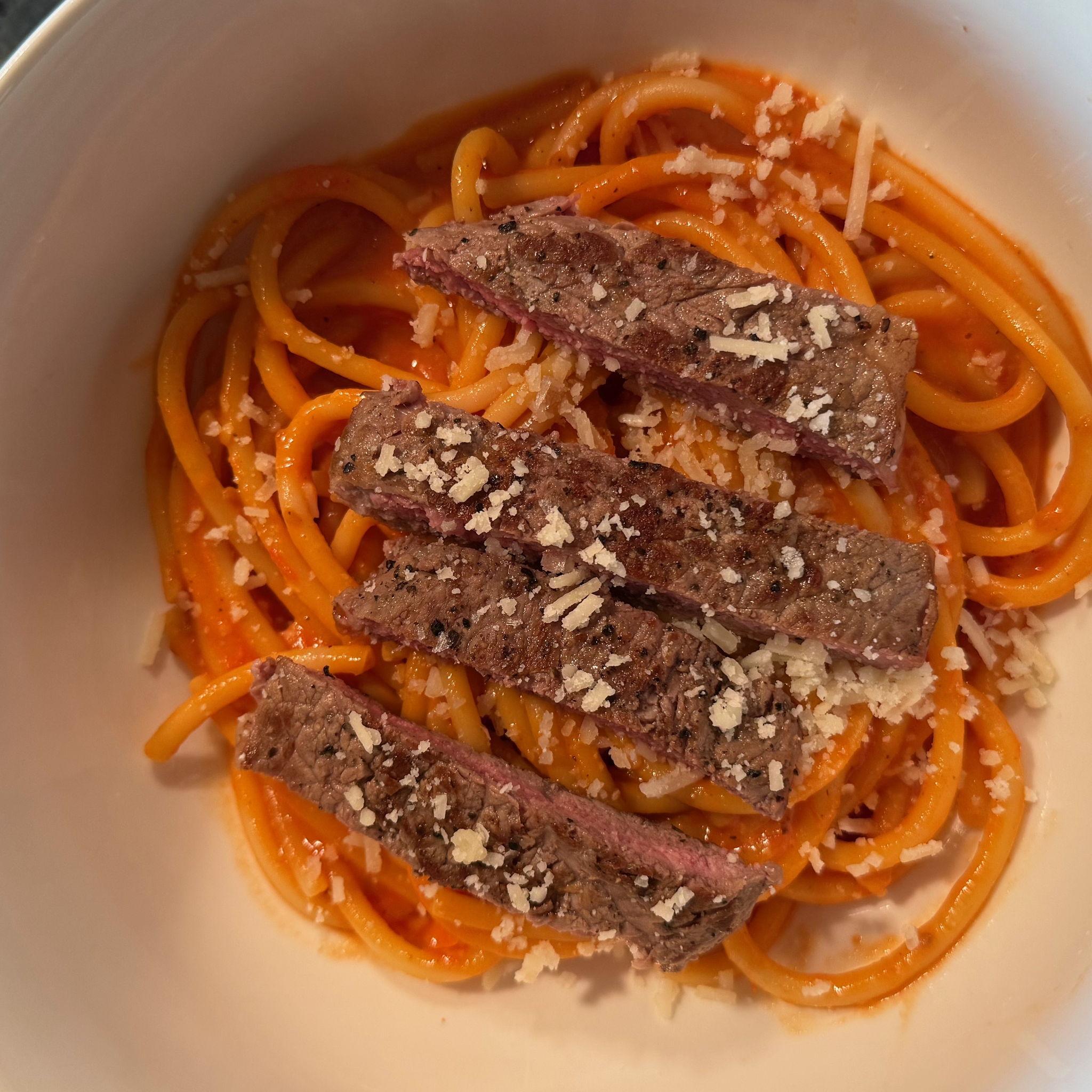 homemade steak and vodka pasta!