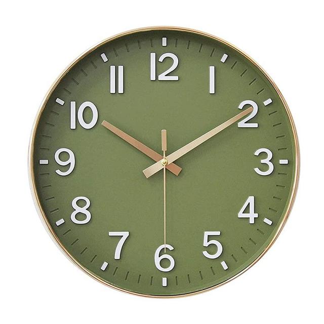 HZDHCLH Wall Clocks Battery Operated,12 inch Silent Non Ticking Modern Wall Clock for Living Room Bedroom Kitchen Office Classroom Decor (Olive Green)