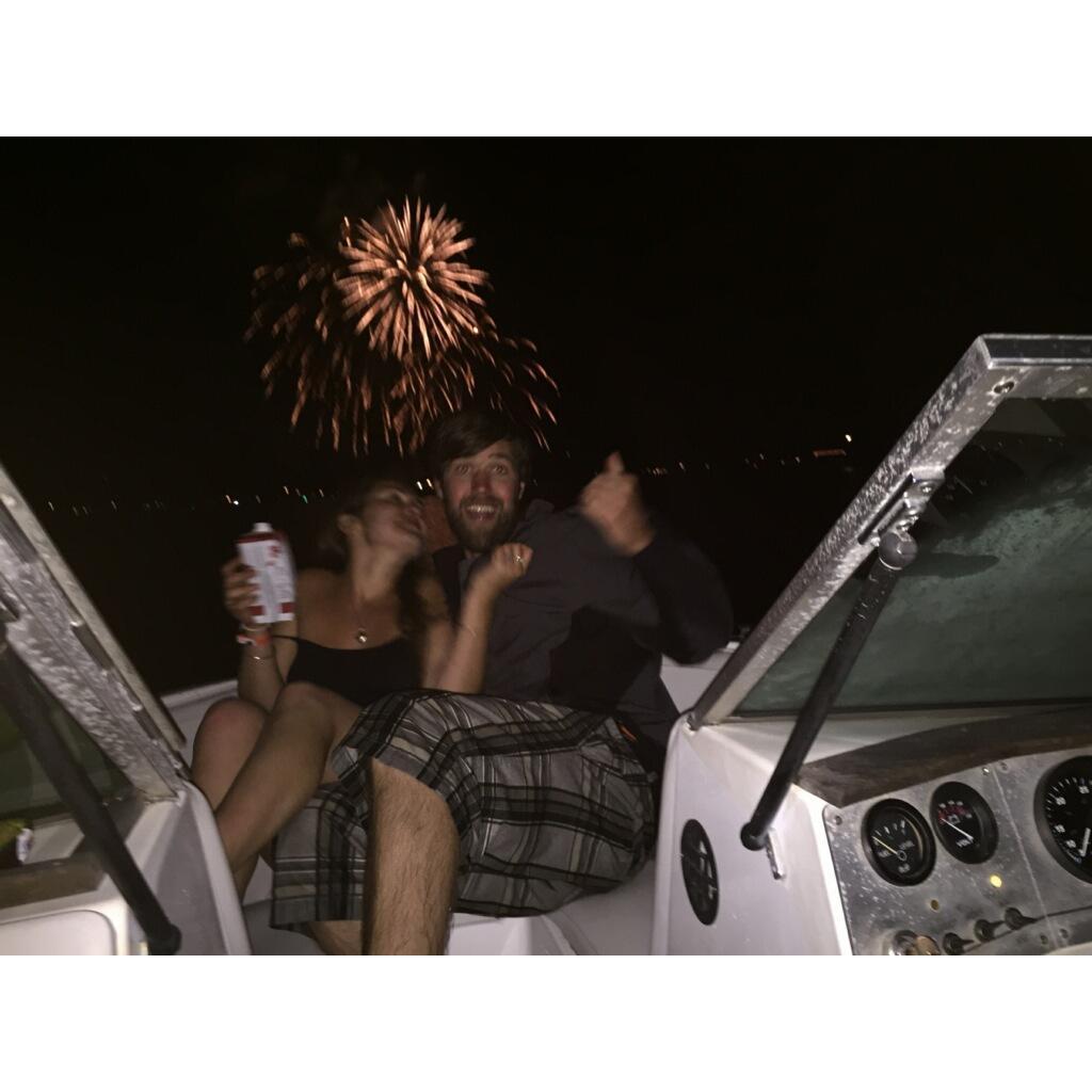 July 4th 2015: Eric and Mercede in Eric's boat on Lake Tahoe to watch the 4th of July Fireworks