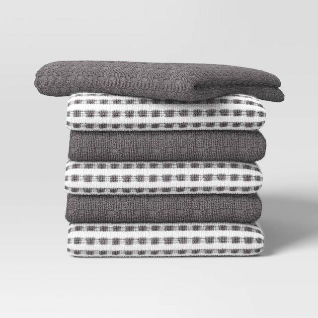 6pc Terry Kitchen Towels Gray - Room Essentials™