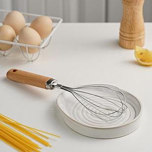 Ceramic Spoon Rest for Stove Top, Glazed White