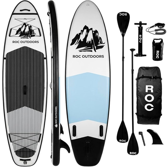 Roc Inflatable Stand Up Paddle Board 10' 6" with Premium SUP Paddle Board Accessories, Wide Stable Design, Non-Slip Comfort Deck for Youth & Adults