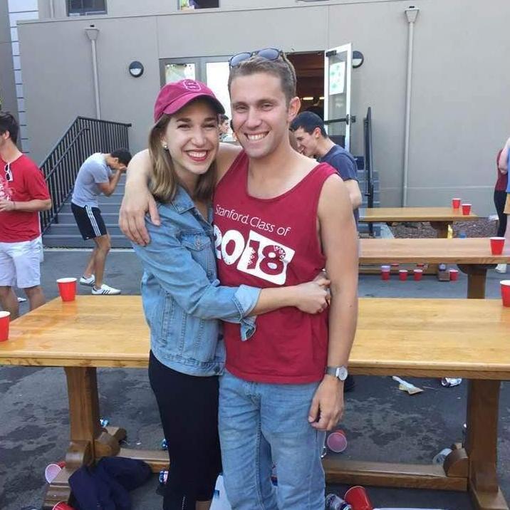 outside Josh's fraternity in Spring 2018