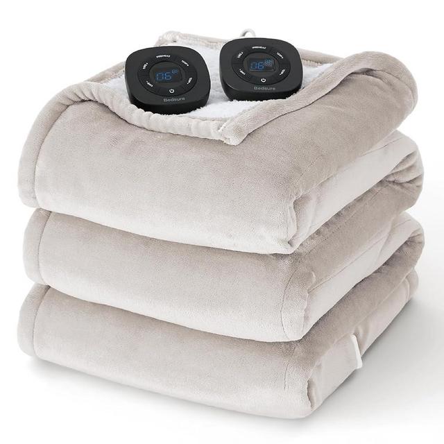 Bedsure Electric Blanket Queen Size - Dual Control Heated Blanket Queen with 10 Heat Settings, Heating Blanket with 10 Time Settings, 8 hrs Timer Auto Shut Off (84x90 inches, Cream)