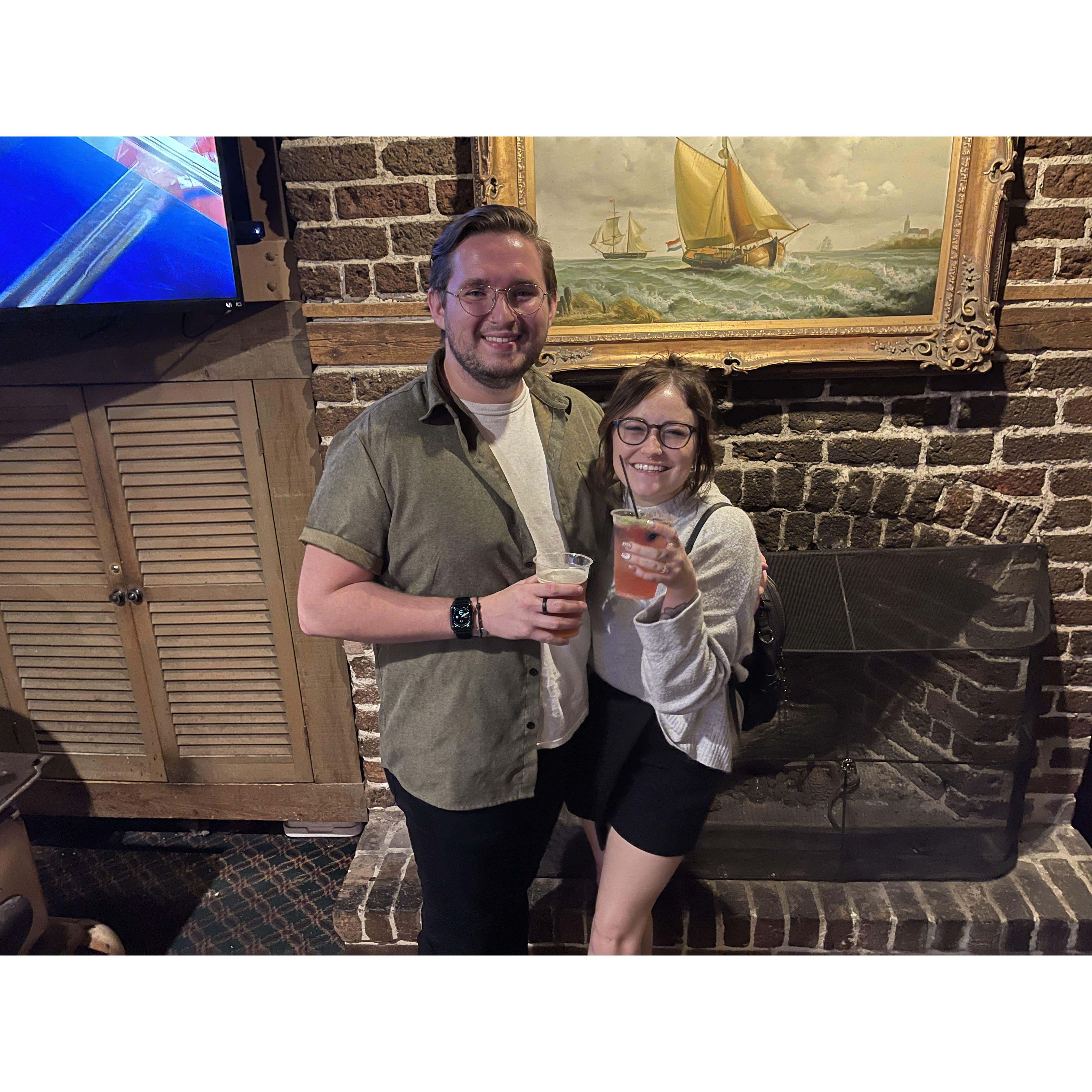 On a true crime tour on the trip to Tybee Island, GA where we got engaged!