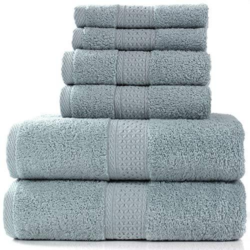JARAFF Cotton Bath Towel Set - 6-Piece Towel Set, Premium Egyptian Cotton Towels (Blue Grey)