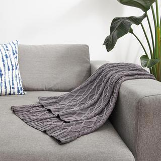Over-sized Cable Diamond Knit Throw