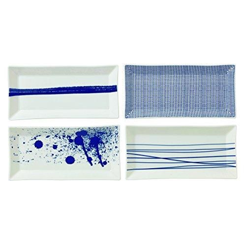 Royal Doulton 40019344 Pacific Rectangular Mixed Patterns Dishes Plate, Multiple, 9.4" (Pack of 4)