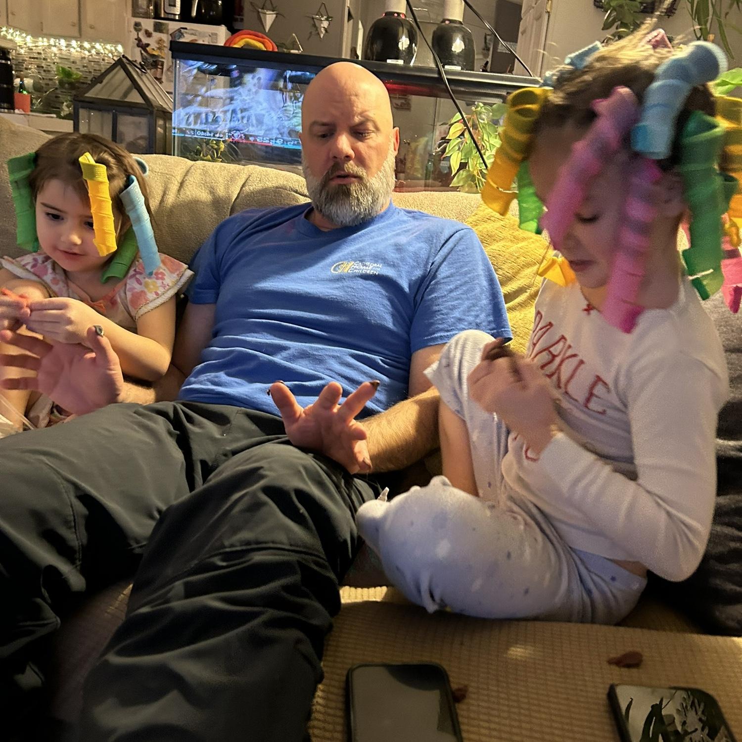 Corey’s fist spa day with the girls (and first “girl dad” experience)