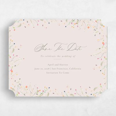Beige Ticket Wedding Save the Date - Caramella Landscape