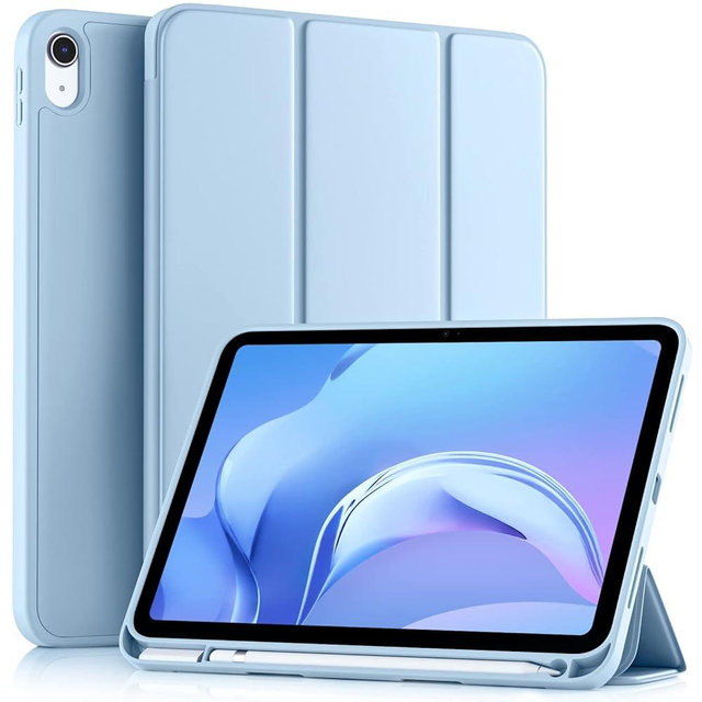 Akkerds Compatible with iPad (A16) 11th Generation Case 11 Inch 2025, for iPad 10th Generation Case 10.9 Inch 2022 with Pencil Holder, Slim Trifold Stand Protective Cover with Soft TPU Back, Sky Blue