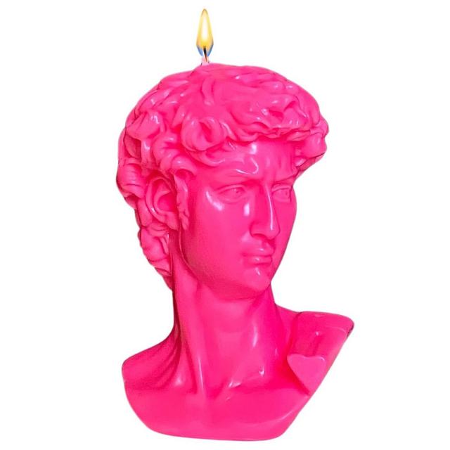 David Bust Candle - Neon Pink