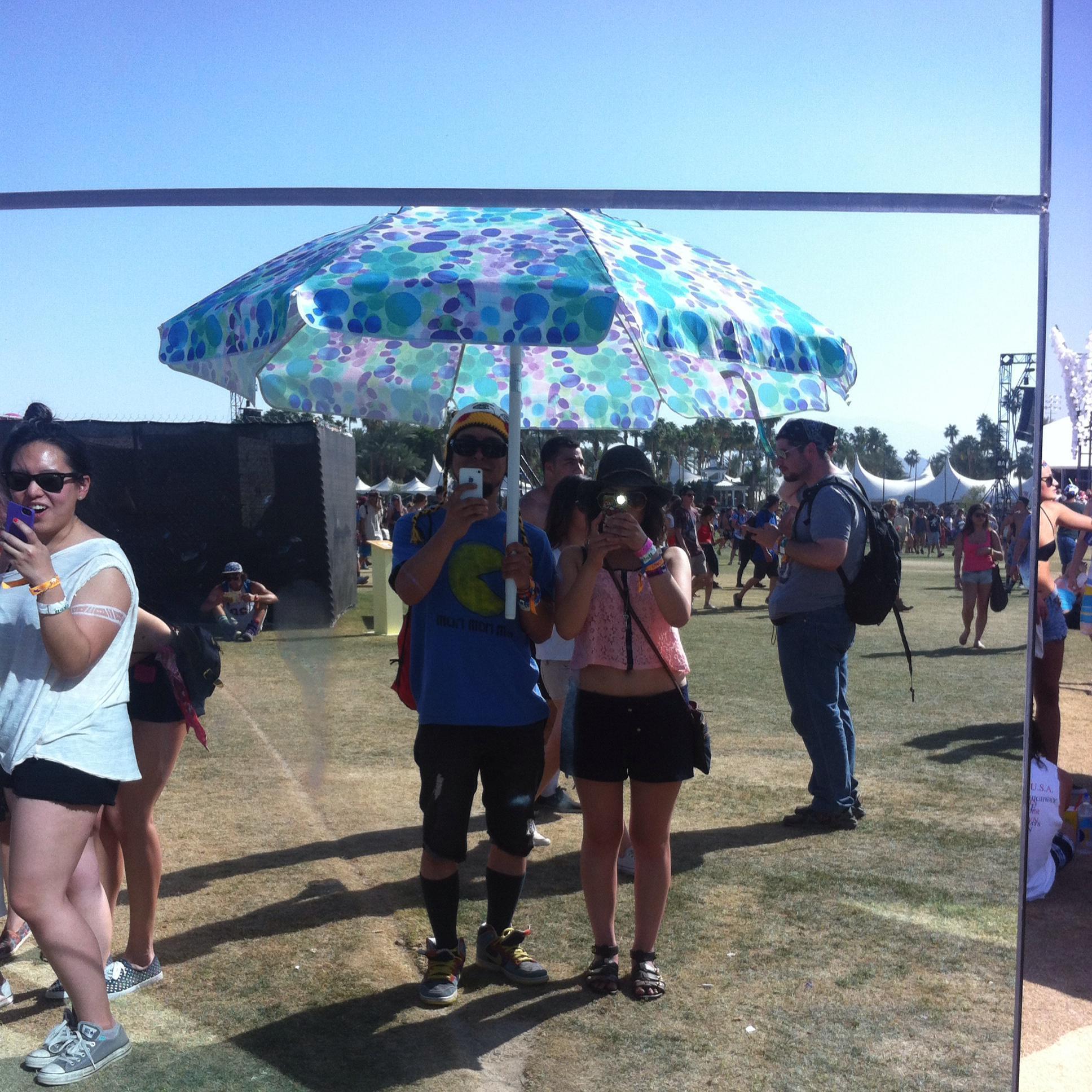 Coachella! When it was too hot and need some shade