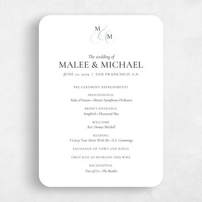 White Rounded Wedding Program - Aven