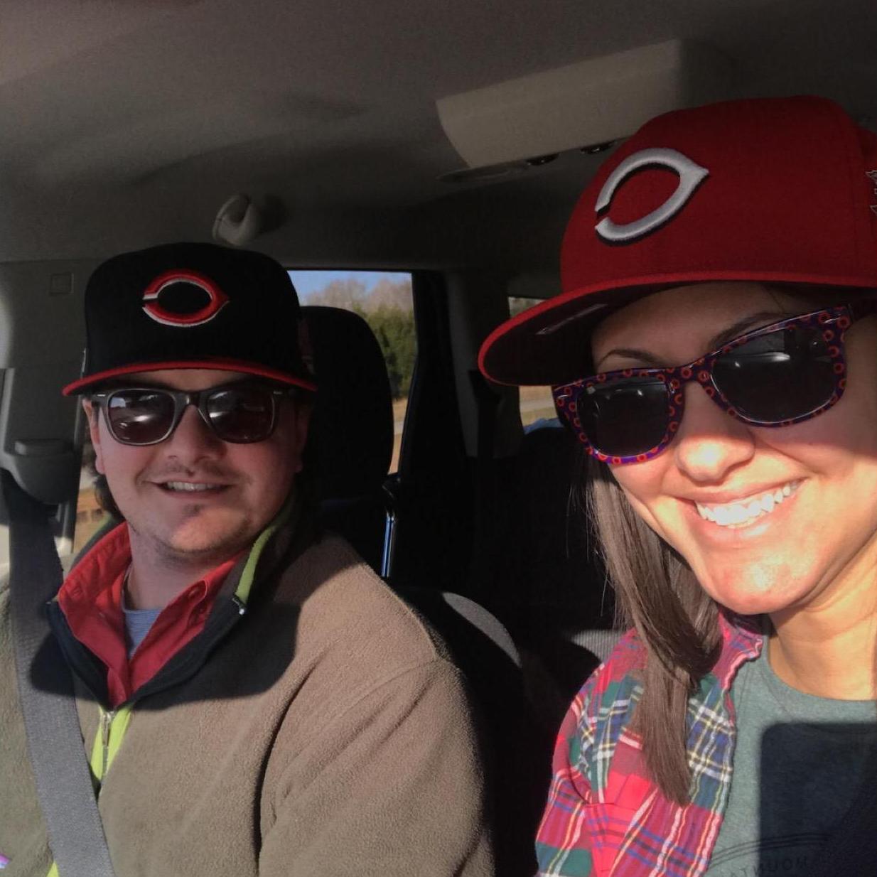 Traveling to a very sunny Cincinnati Reds Game