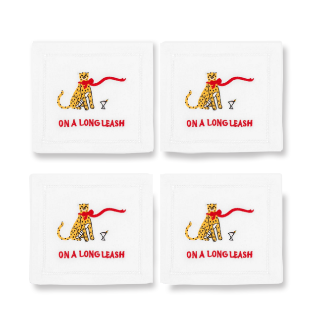 Cheetah Embroidered Cocktail Napkins