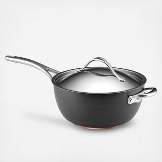 Nouvelle Copper Hard Anodized Covered Saucier with Helper Handle