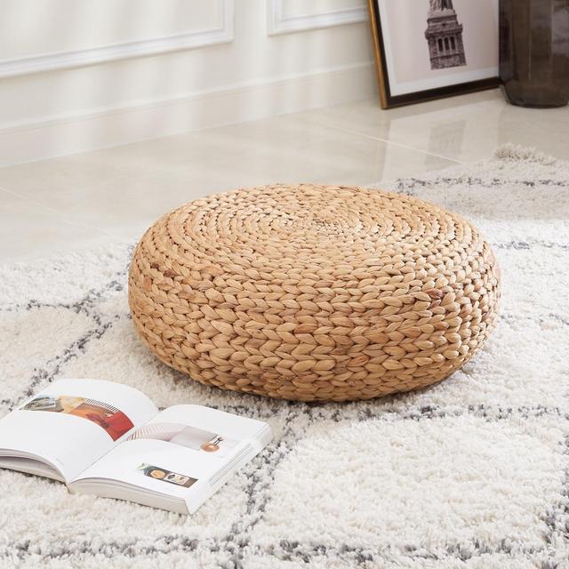 Solhome Water Hyacinth Woven Tatami Home Decoration Floor Cushion M5002 16" x 16" x 6" Natural Brown