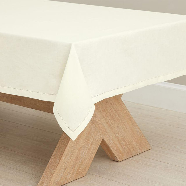 Belgian Linen Tablecloth, 70" x 108" - Classic Ivory