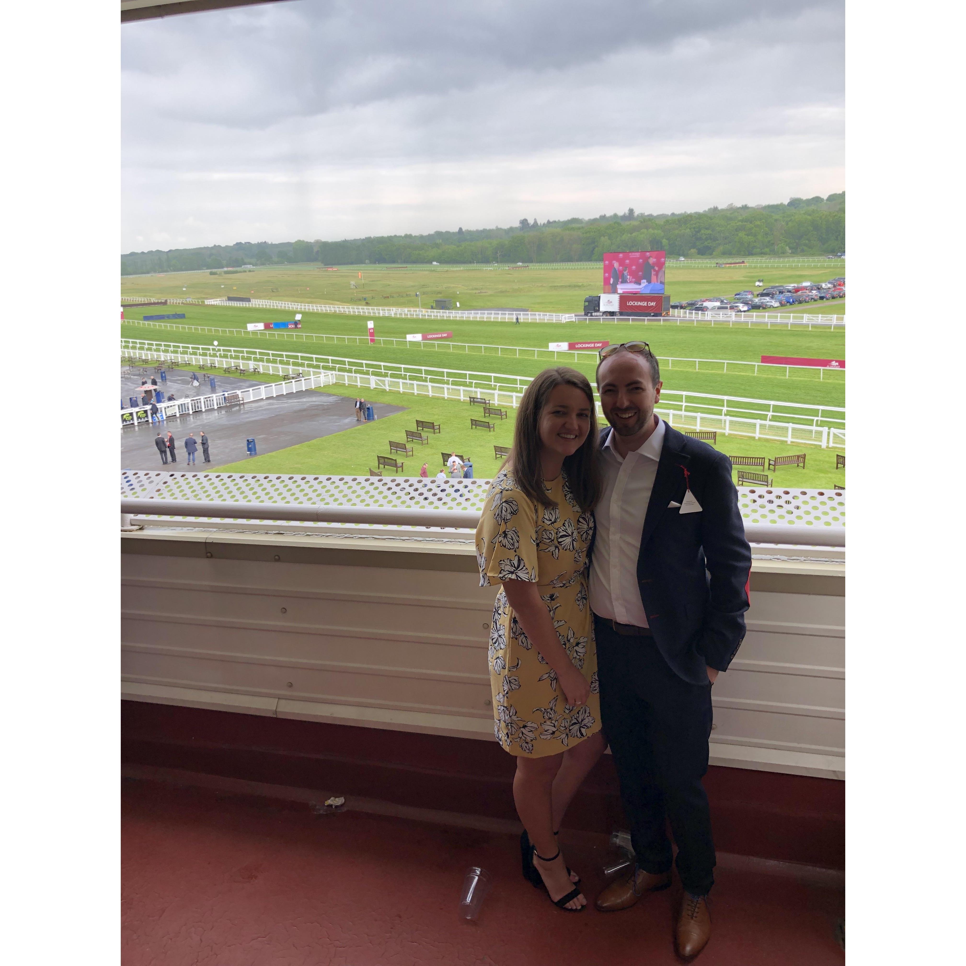 Horseracing. In Newbury, England